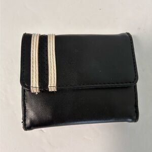 Vintage Atmosphere Black Wallet with White Strip Accents